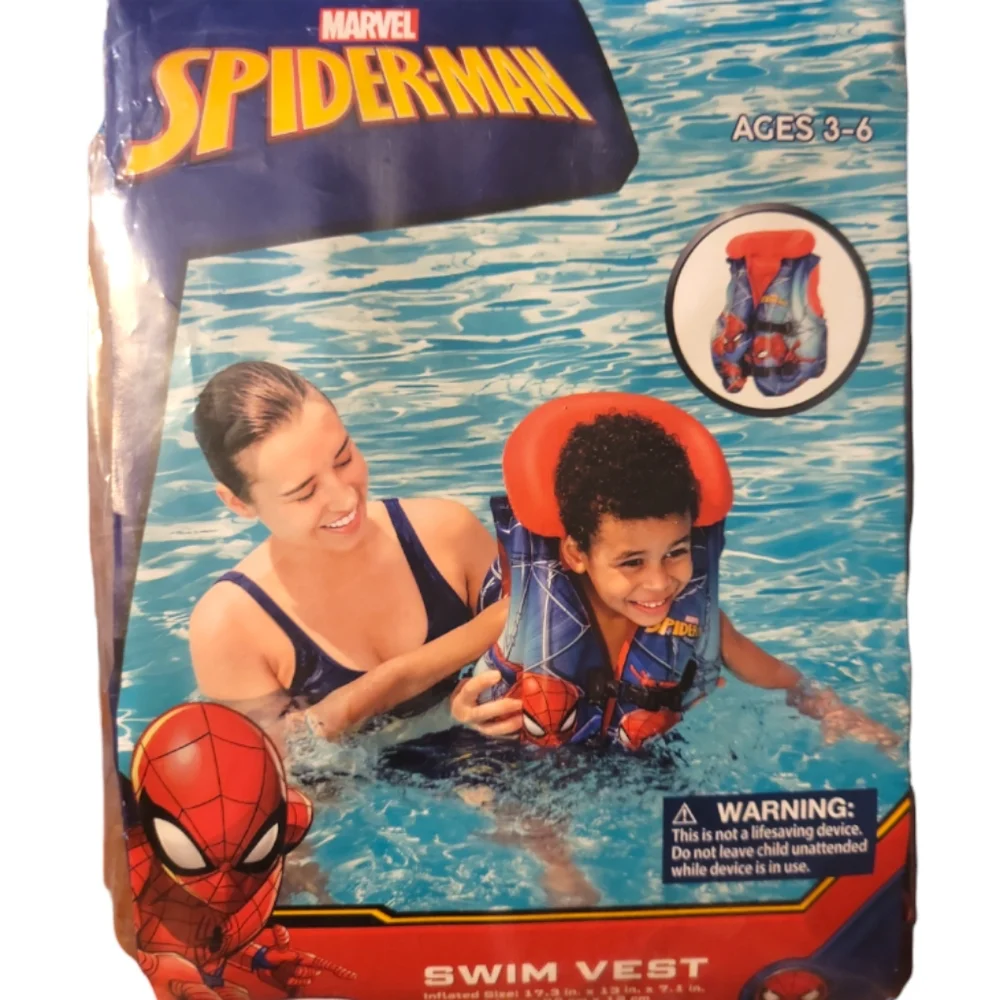 1 Marvel Spider-Man DC Comics Bestway Kid's Swim Vest Blow Up 3-6 Yrs